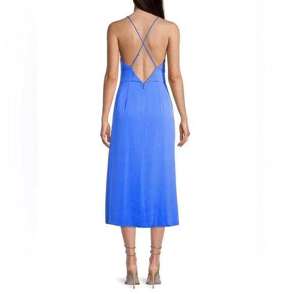 Milly Hub Beach Blue Electra Ruched Slip Dress Size 4 - Picture 3 of 7